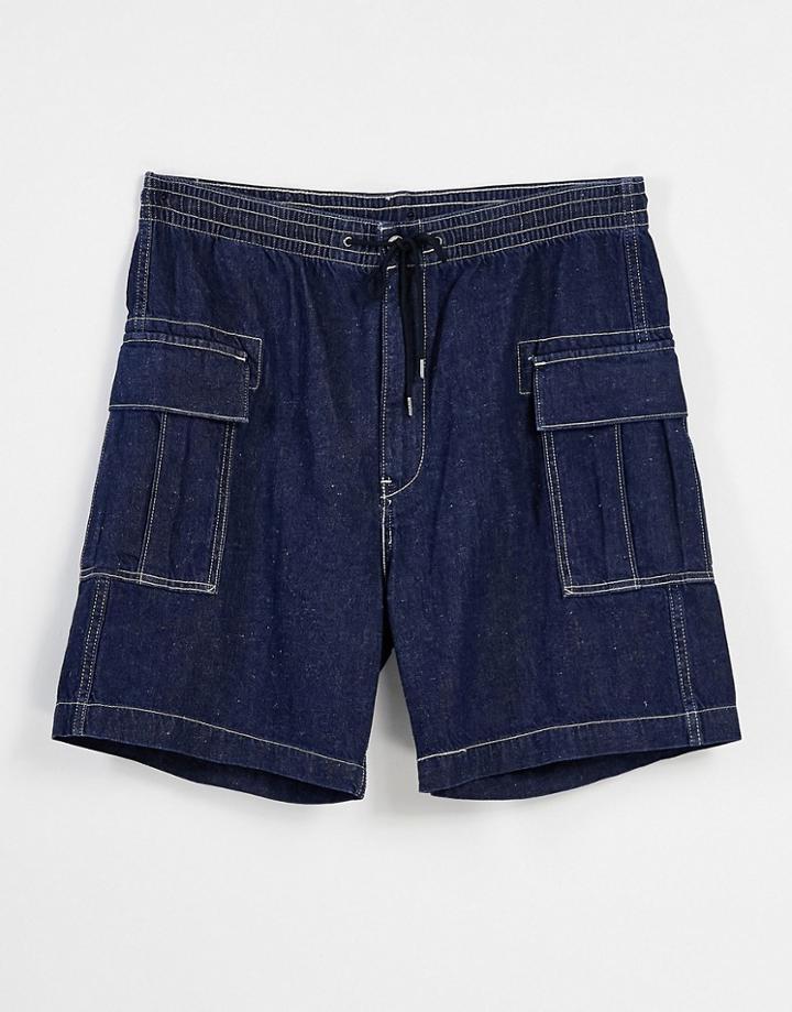 Levi's Cargo Shorts In Beam Sea Lightweight Denim Cotton Hemp Cool Dark Indigo-blues