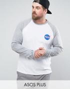 Asos Plus Nasa Long Sleeve Raglan T-shirt - Black
