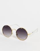 Spitfire Poolside Oversized Round Sunglasses In Gold-black