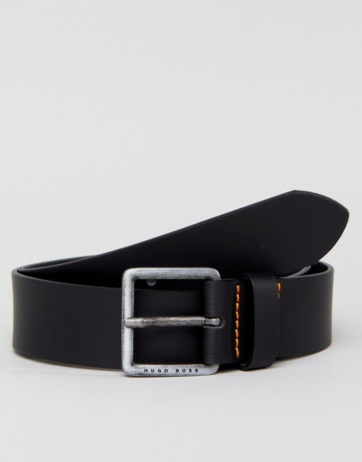 Boss Leather Jeans Belt In Black - Black