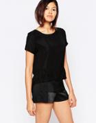 Vero Moda Short Sleeve Top With Ruched Detail - Black