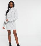 Asos Design Tall Roll Neck Mini Dress-grey