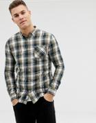 Burton Menswear Shirt In Khaki Check - Green