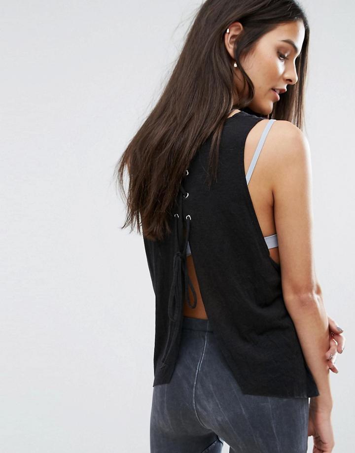 Blue Life Open Tie Tank - Black