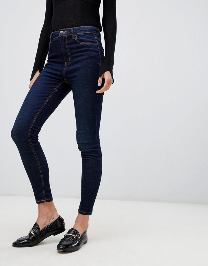 Stradivarius Super High Waist Jean In Blue - Black