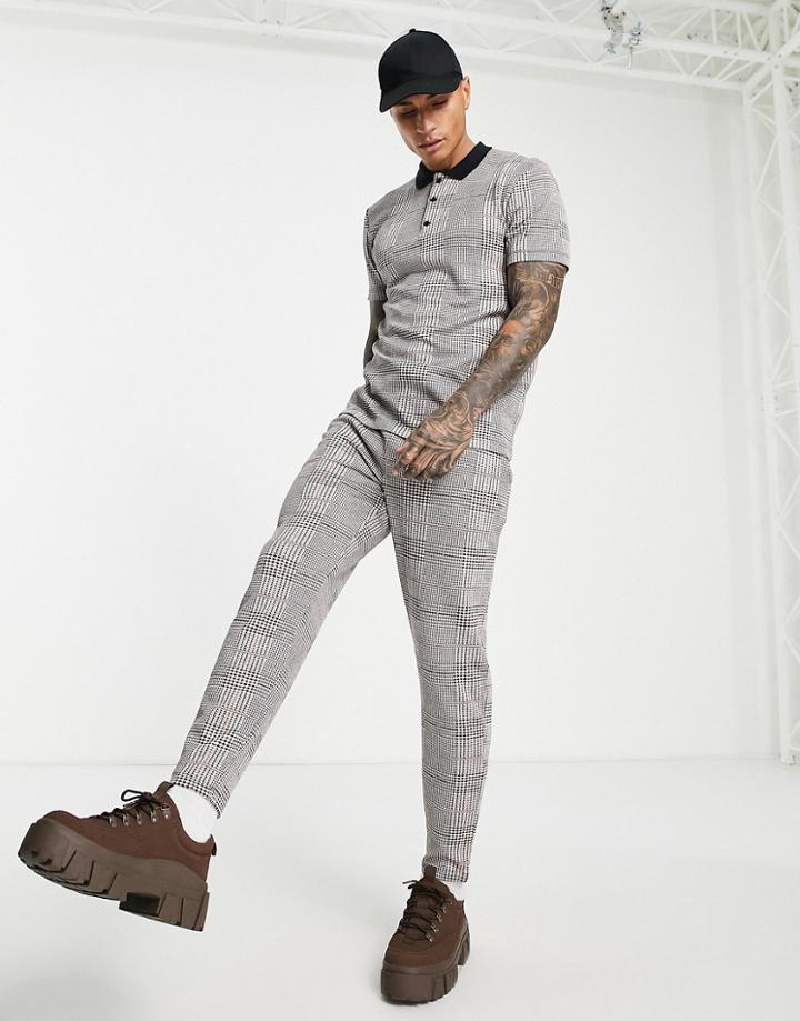 Asos Design Tapered Sweatpants In Smart Plaid - Part Of A Set-multi