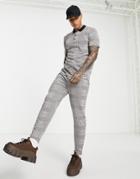 Asos Design Tapered Sweatpants In Smart Plaid - Part Of A Set-multi