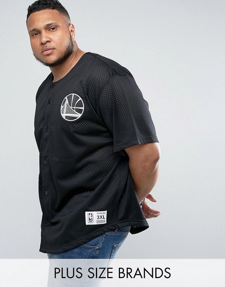 Mitchell & Ness Plus Golden State Warriors Nba Mesh T-shirt - Black
