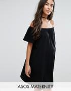 Asos Maternity Off Shoulder Mini Dress - Black