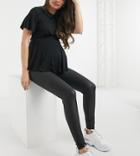 River Island Maternity Waxed Coated High Rise Leggings In Black