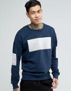 Jack & Jones Sweat With Chest And Sleeve Placement - Navy
