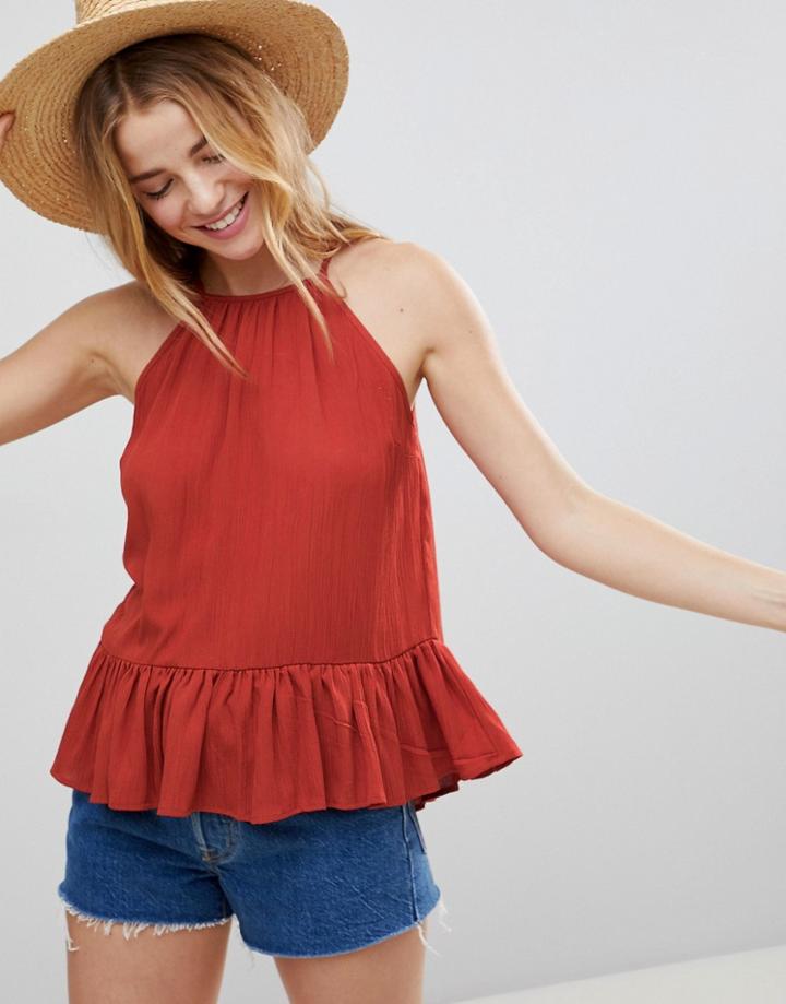 Asos Crinkle Trapeze Top - Pink
