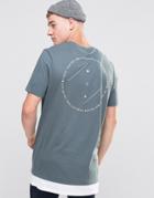 Asos Super Longline T-shirt With Asymmetric Contrast Hem And Back Print - Murky