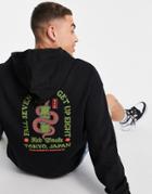 Asos Design Organic Blend Oversized Hoodie In Black With Tokyo Snake Back Print