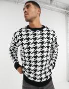 Topman Sweater In Houndstooth-black