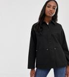 Asos Design Tall Washed Cotton Jacket - Black