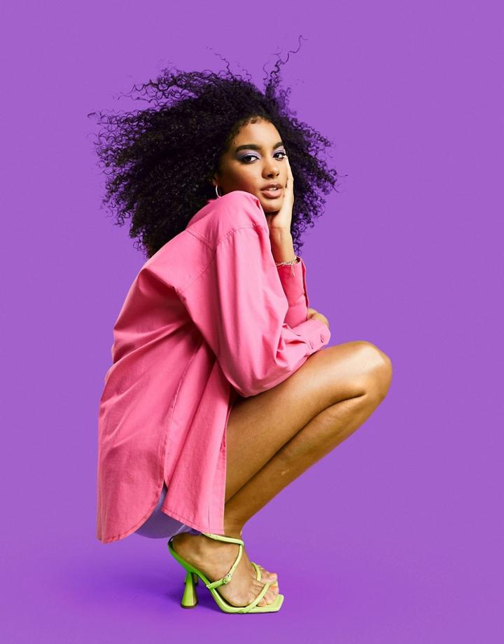 Asos Design Oversized Shirt With Pocket In Bright Pink