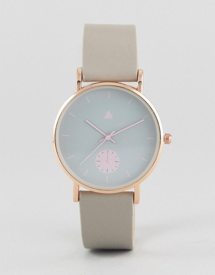 Asos Gray And Pink Detail Watch - Gray