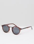Asos Vintage Round Sunglasses In Crystal Brown - Brown