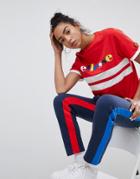 Ellesse Heritage Boyfriend T-shirt With Rainbow Logo - Red