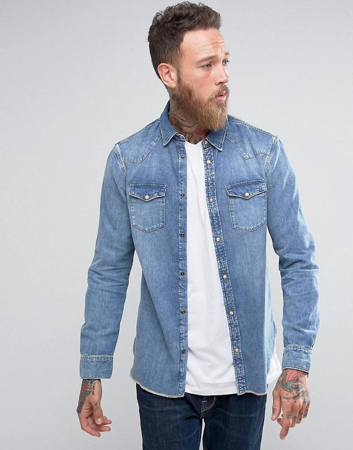 Allsaints Denim Shirt In Regular Fit - Blue