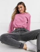 In The Style X Courtney Black Activewear Cropped Sweatshirt With Drawstring Waist In Pink