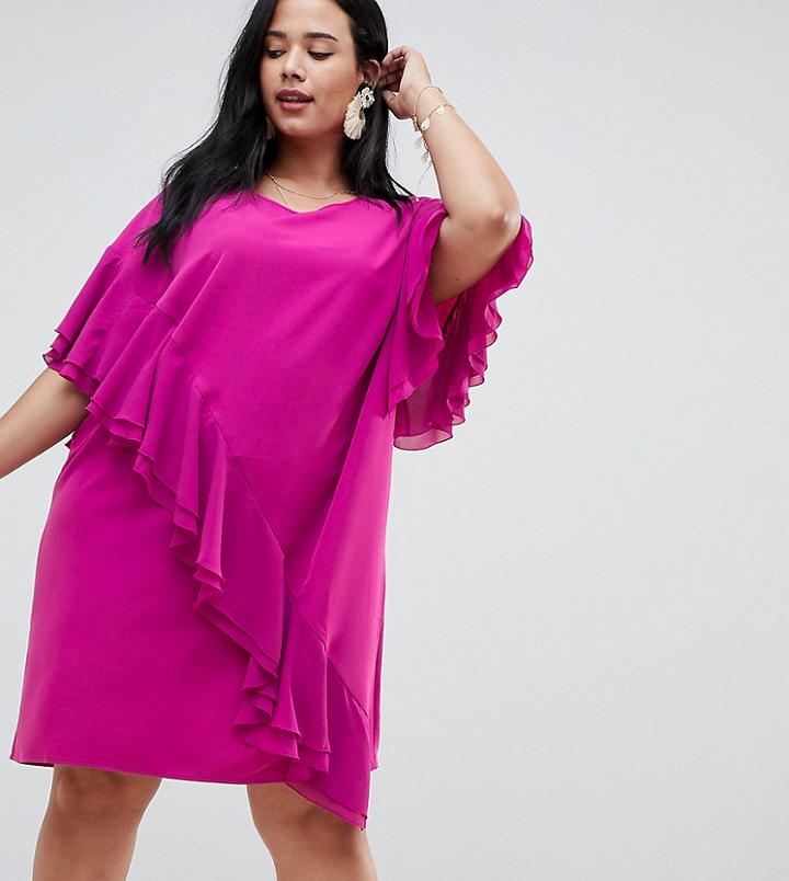 Junarose Ruffle Panel Shift Dress - Pink