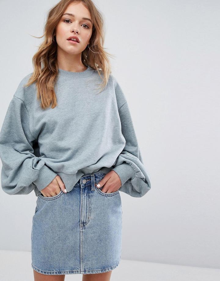 Weekday Sweatshirt With Balloon Sleeve - Pink