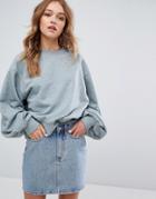 Weekday Sweatshirt With Balloon Sleeve - Pink
