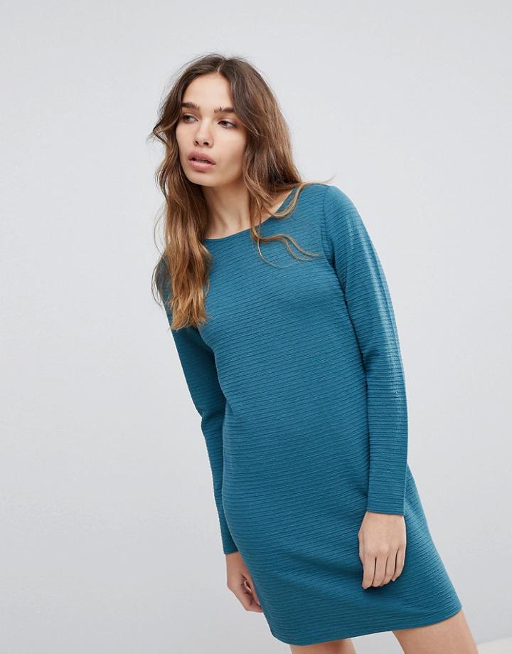 Jdy Textured Mini Shift Dress In Blue-green