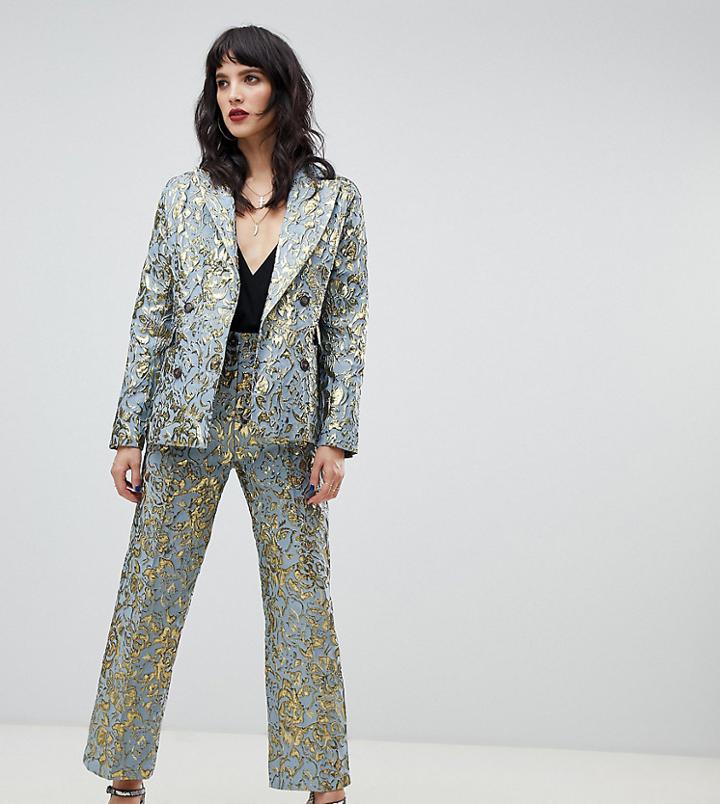 Dusty Daze Slim Leg Jacquard Pants Two-piece - Gold