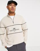 Parlez Signus Embroidered Half Zip Sweat In Beige-neutral