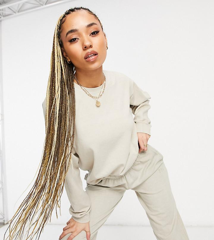 Asyou Coordinating Branded Sweatshirt In Stone-neutral