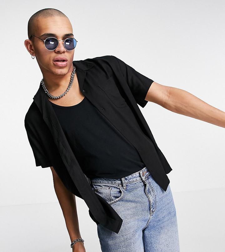 Reclaimed Vintage Inspired Viscose Plain Shirt In Black