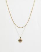 Chained & Able Halfpenny Double Layer Necklace In Gold - Gold