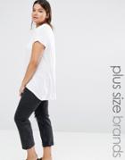 New Look Plus Dipped Hem T-shirt - White