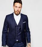 Heart & Dagger Suit Jacket In Birdseye Fabric In Super Skinny Fit - Blue