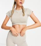 Vai21 Wrap Over Crop Top In Taupe - Part Of A Set-neutral