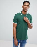 Brave Soul Pique Tipped Polo - Green