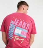 Tommy Jeans Exclusive To Asos Back Photoprint Logo T-shirt In Cerise Pink
