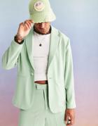 Asos Design Relaxed Oversized Soft Tailored Suit Jacket In Mint Green Crepe