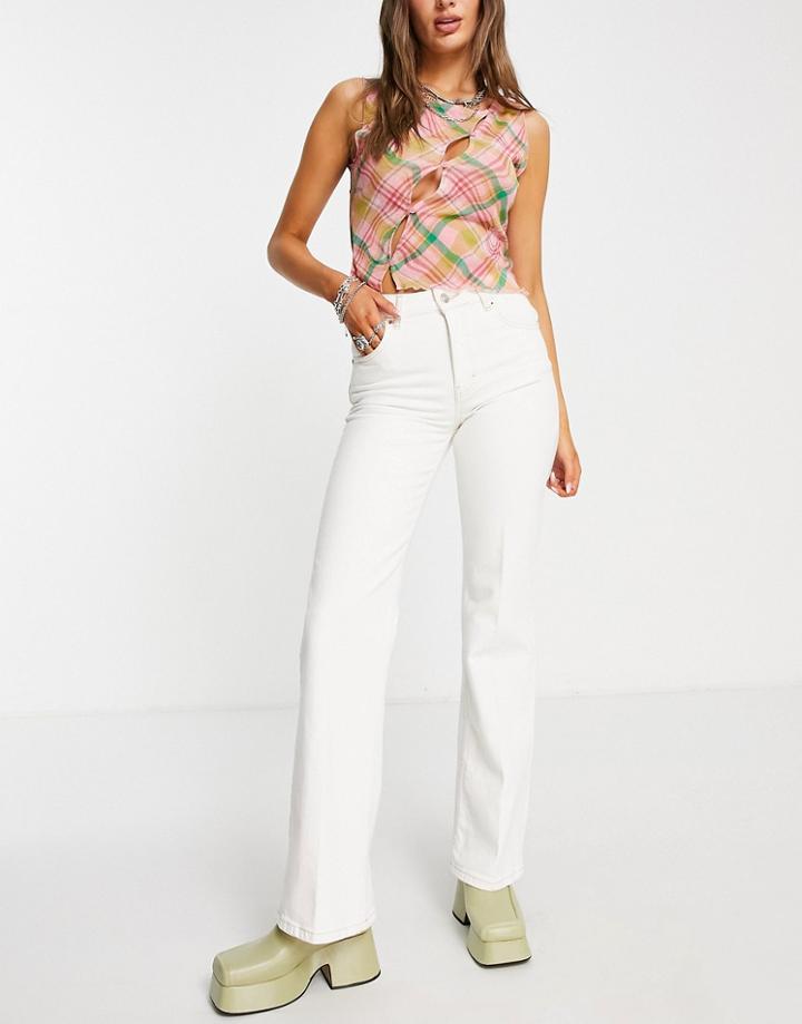 Topshop Relaxed Flare Organic Cotton Jeans In White