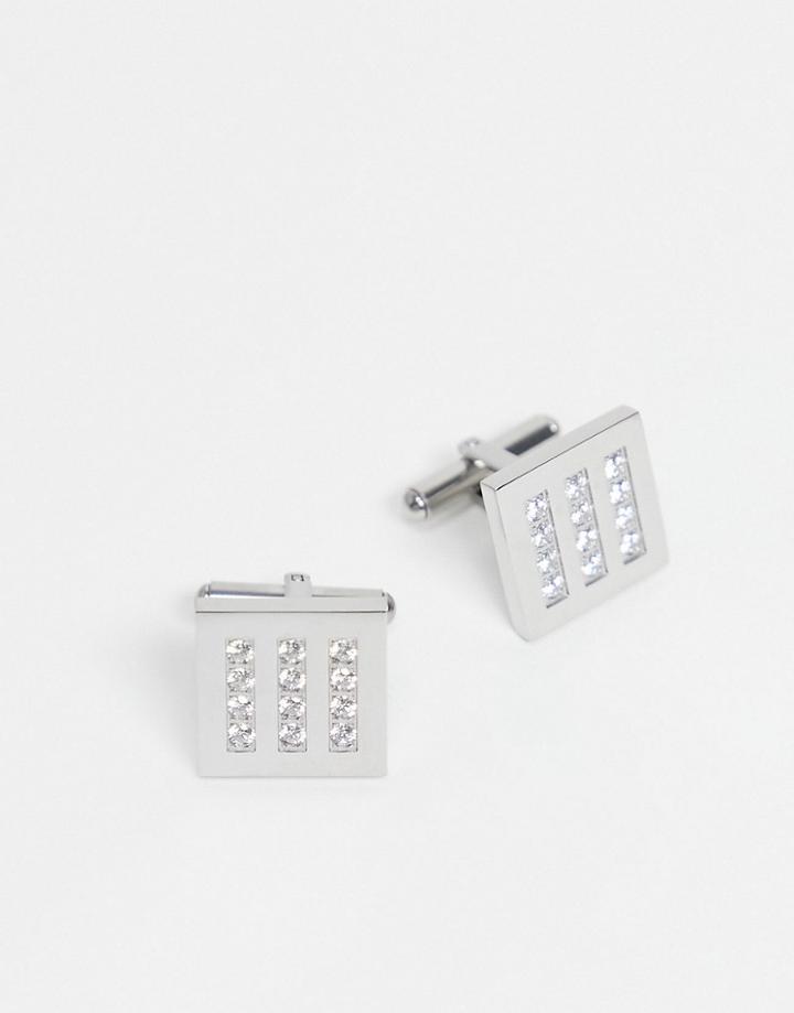Steve Madden Stainless Steel Cufflinks-silver