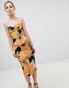 Lavish Alice Bandeau Midi Dress In Multi Print - Multi