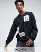Reclaimed Vintage Oversized Sweatshirt With Photo Patches - Black