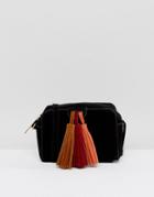 Yoki Fashion Crossbody Bag With Large Contrast Tassel - Black