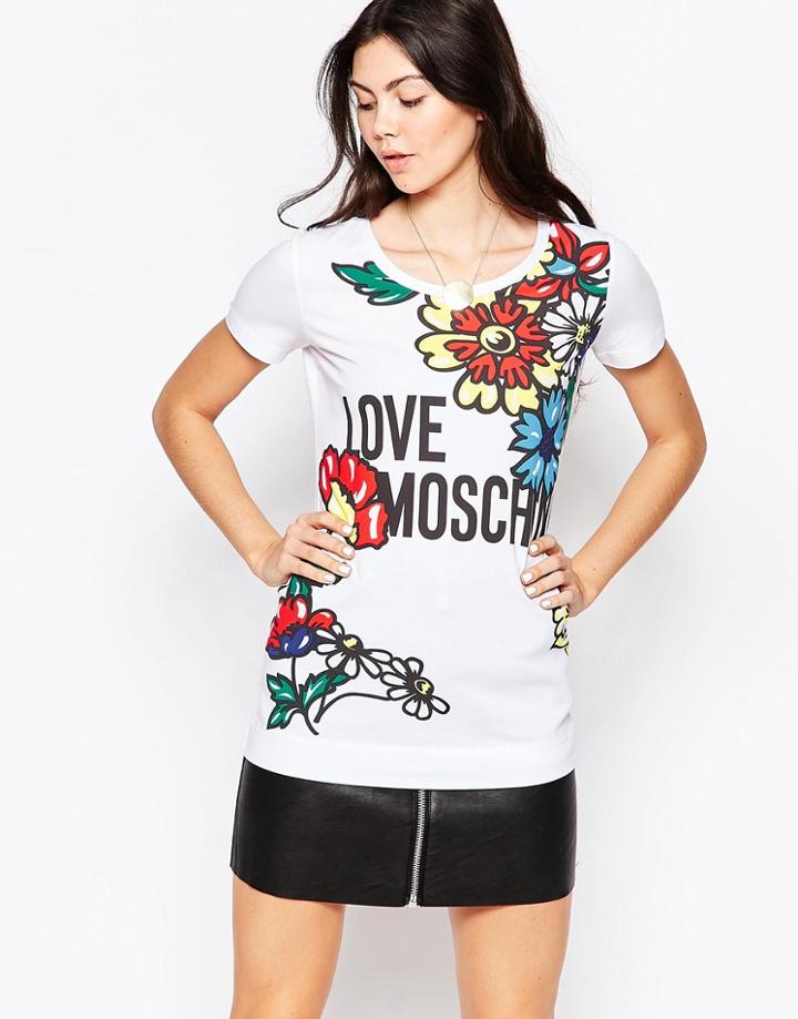 Love Moschino Floral Print T-shirt - White