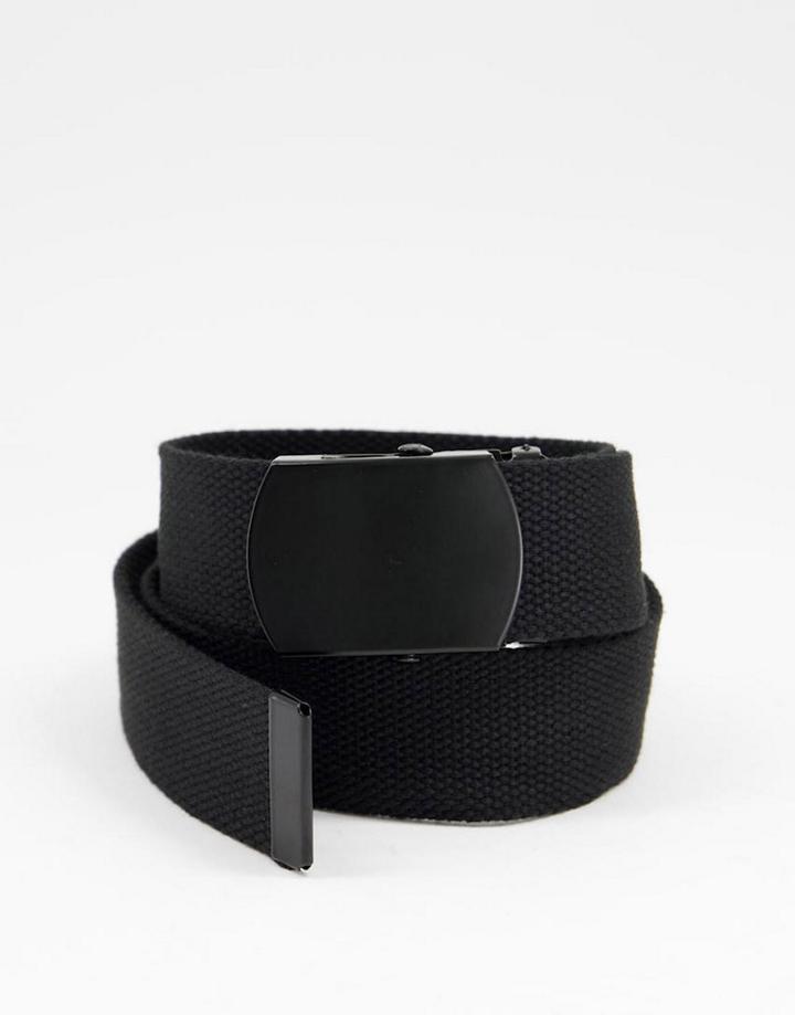 New Look Belt In Black Webbing With Matte Buckle