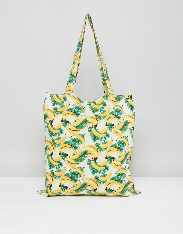 Vero Moda Banana Print Tote Beach Bag - Multi