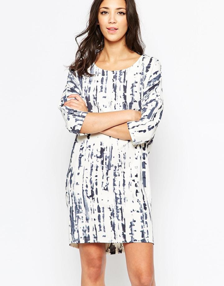 Ichi Space Dye Shift Dress - Eggnog